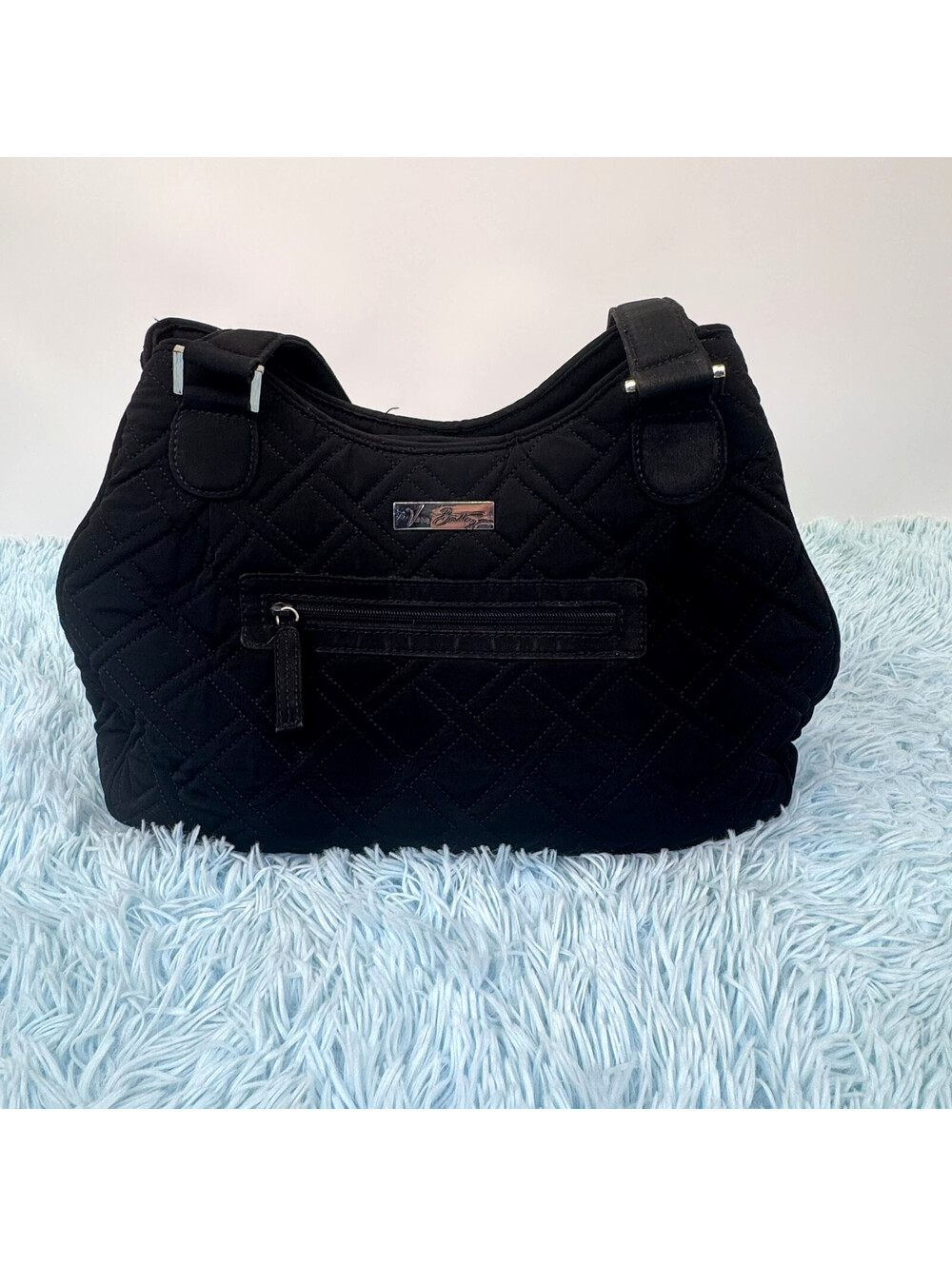 VERA BRADLEY EMILY Black Satchel Purse Quilted Shoulder Bag Handbag RETIRED